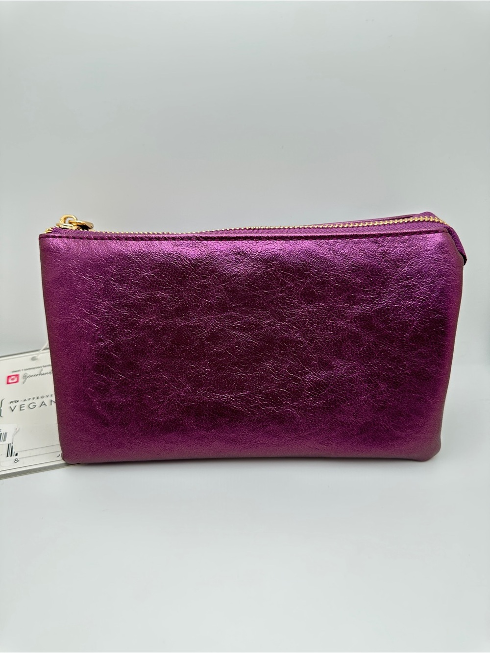 Jen & Co Riley Metallic vegan Leather Crossbody bag Wristlet Clutch